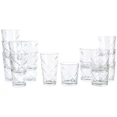 Front. Gibson - Gibson Home 16 Piece Lattice Glassware Drinkware Set - Clear.