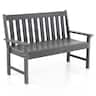 Costway - Garden Bench All-Weather HDPE 2-Person Outdoor Bench for Front Porch Backyard - Gray
