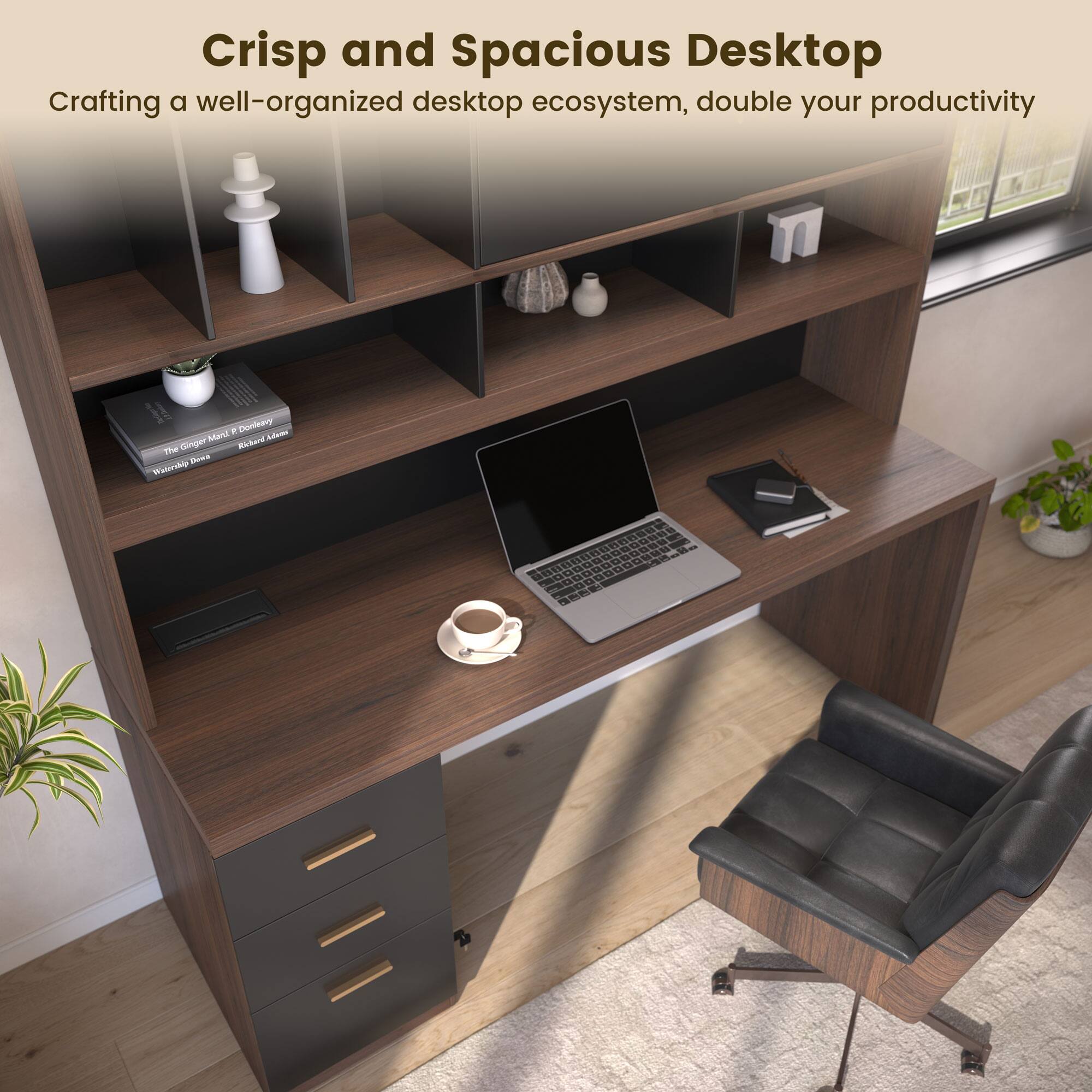 Crisp and Spacious Desktop  
Crafting a well-organized desktop ecosystem, double your productivity