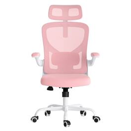 Spaco - Ergonomic Gaming Office Chair, High Back, Adjustable Lumbar Support, Headrest and Armrests, for Home Office - Pink,White