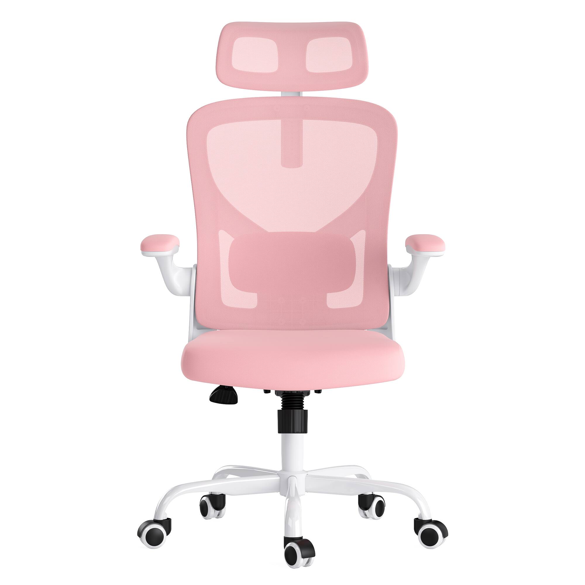 Front. Spaco - Spaco Ergonomic Gaming Office Chair, High Back, Adjustable Lumbar Support, Headrest and Armrests, for Home Office - Pink,White.