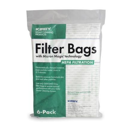 KIRBY HOME CLEANING PRODUCTS
Filter Bags with Micron Magic technology
HEPA FILTRATION
Electrostatically charged material traps particle matter down to 0.3 microns.
Reduces common household dirt, dust and other particles.
Use only GENUINE Kirby filter bags to ensure optimal performance with your Kirby Home Cleaning System.
6-Pack
Fits both F-style and twist-style Kirby systems
KIRBY
USA: 1-800-437-7170 or 740-495-9372
Ruston, LA 71270
UK: 0800-329-1247
South Africa: 0800-203-222
The Kirby Company, Cleveland, OH
KIRBY
www.kirby.com
1-800-437-7170 or 740-495-9372
Ruston, LA 71270
UK: 0800-329-1247
South Africa: 0800-20