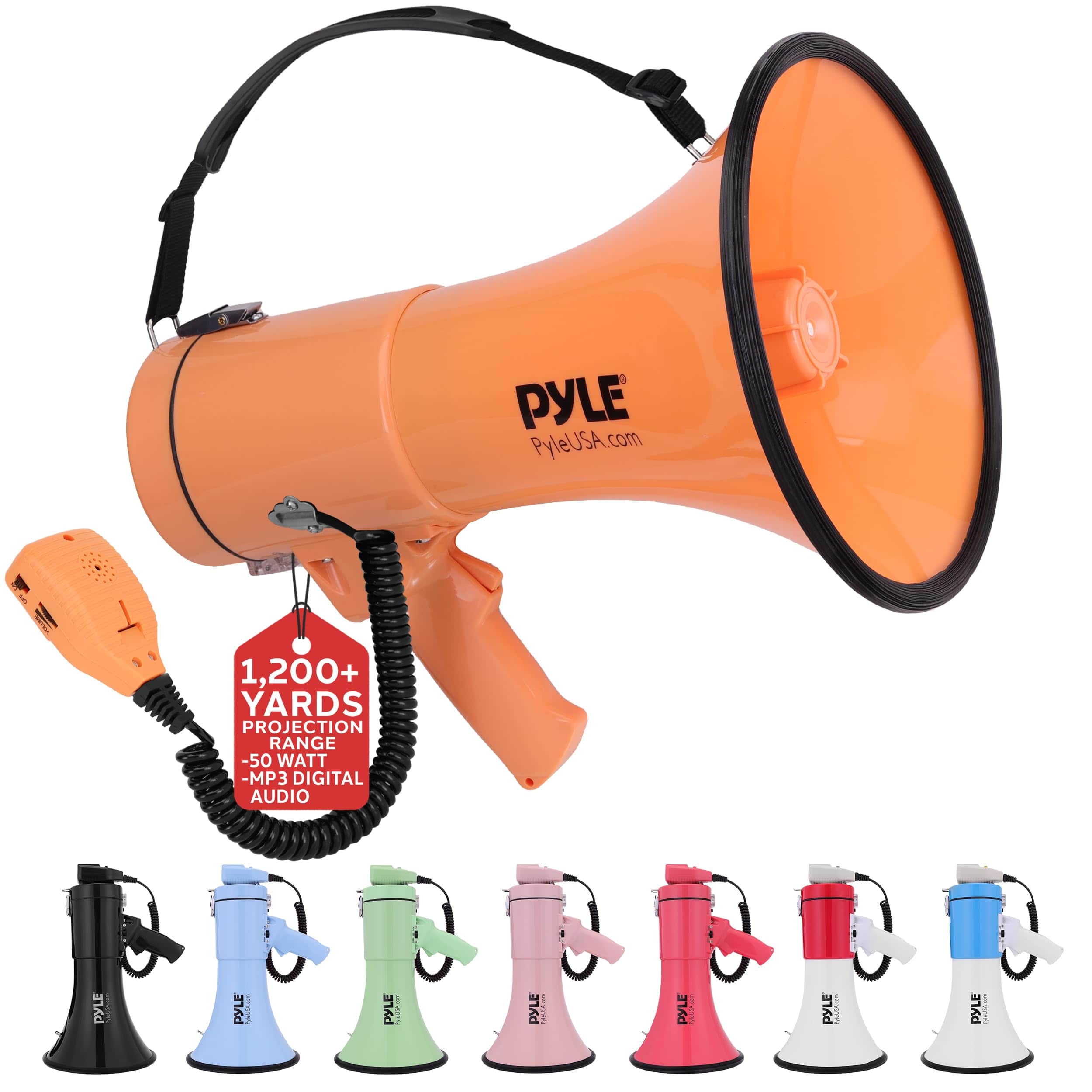 PYLE 50W Megaphone Bullhorn Portable, Automatic PMPRA514OR - Best Buy