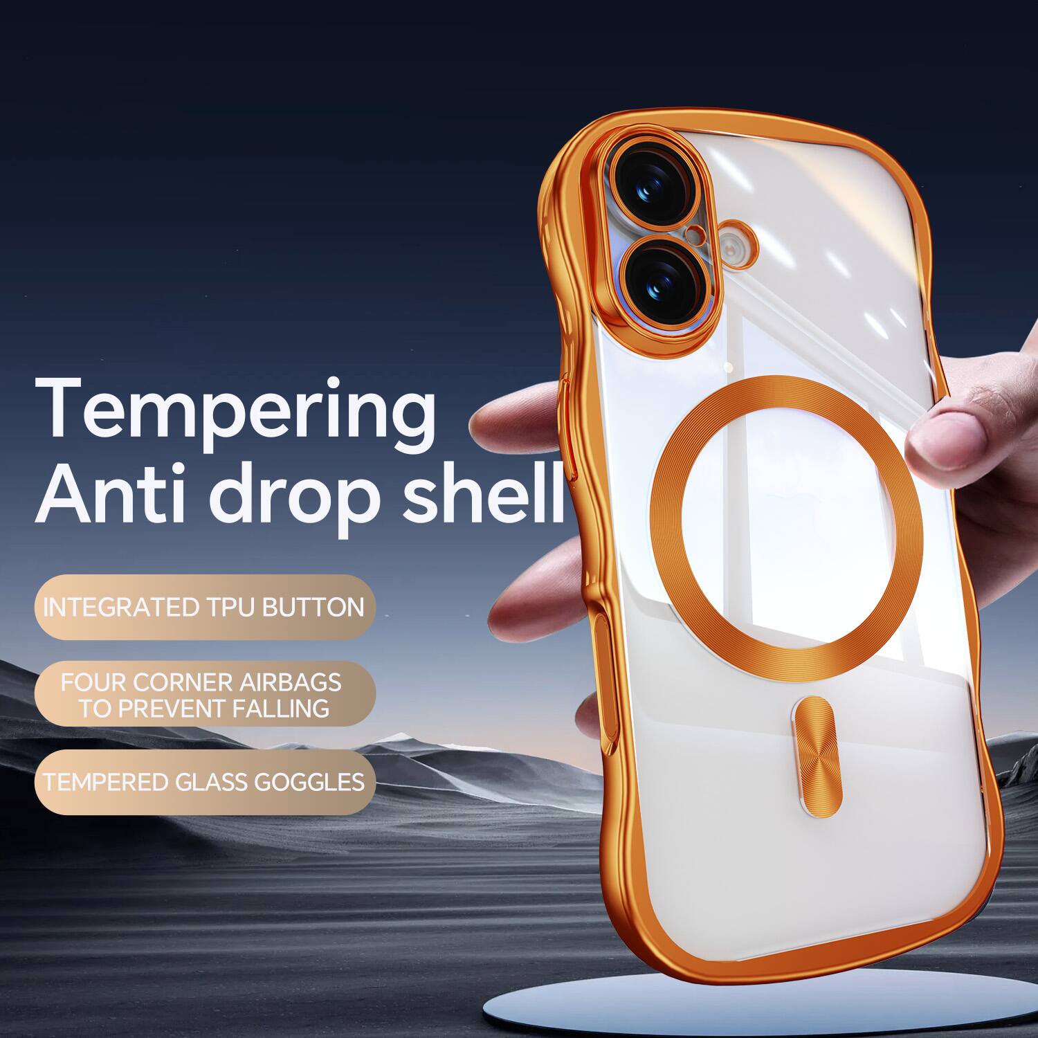 Tempering Anti drop shell

INTEGRATED TPU BUTTON

FOUR CORNER AIRBAGS TO PREVENT FALLING

TEMPERED GLASS GOGGLES
