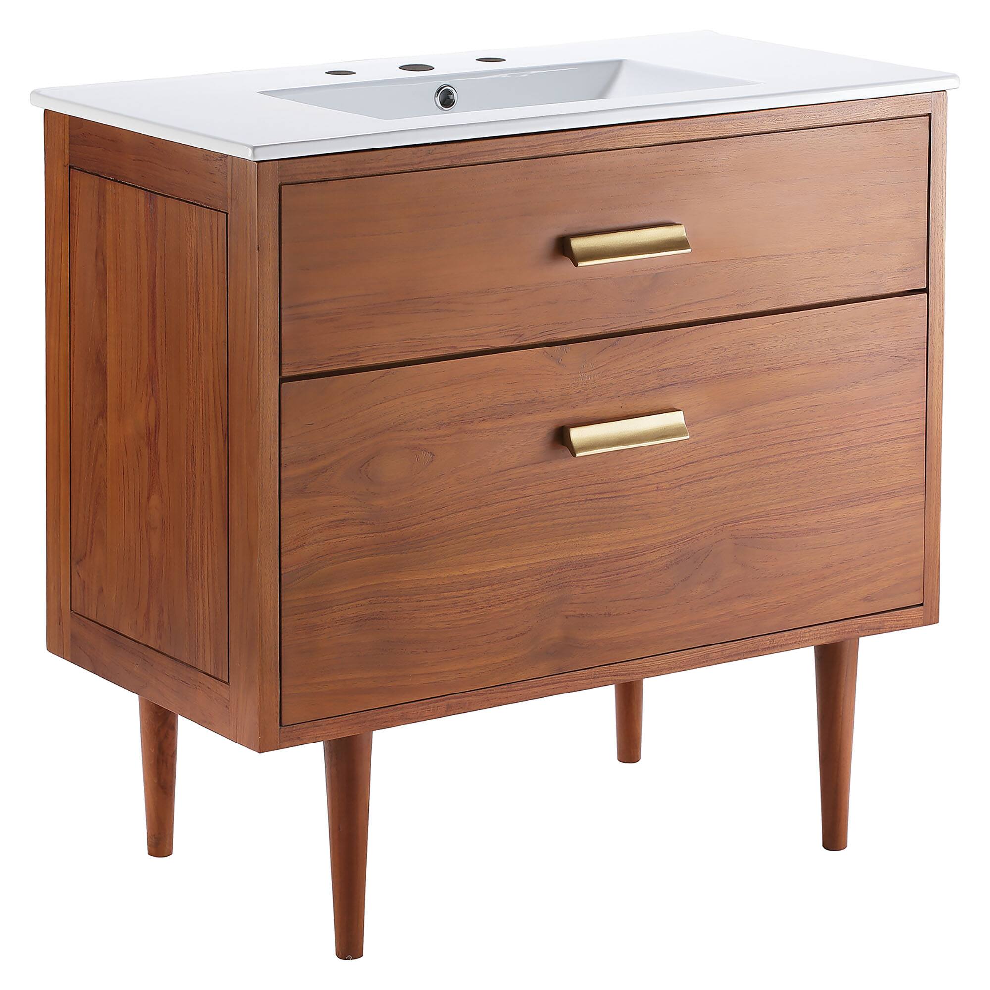 Angle. Modway - Cassia Bathroom Vanity Basin Included - Natural White.