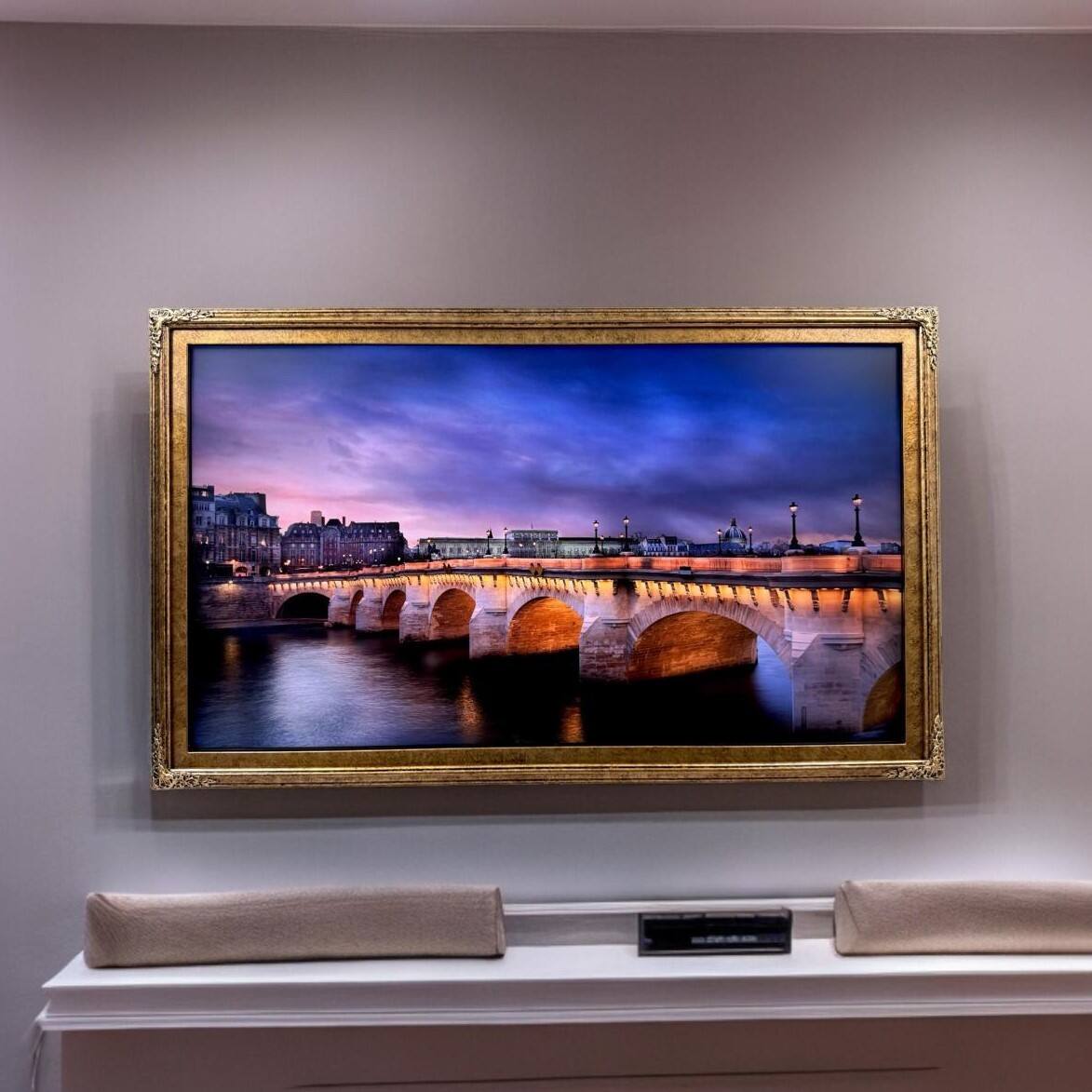 Alt View 9. LAREDO FRAME FACTORY - 75 inch Handmade ornate Tv frame for Samsung The Frame tv and Frame Pro Model - MARBLE GOLD.