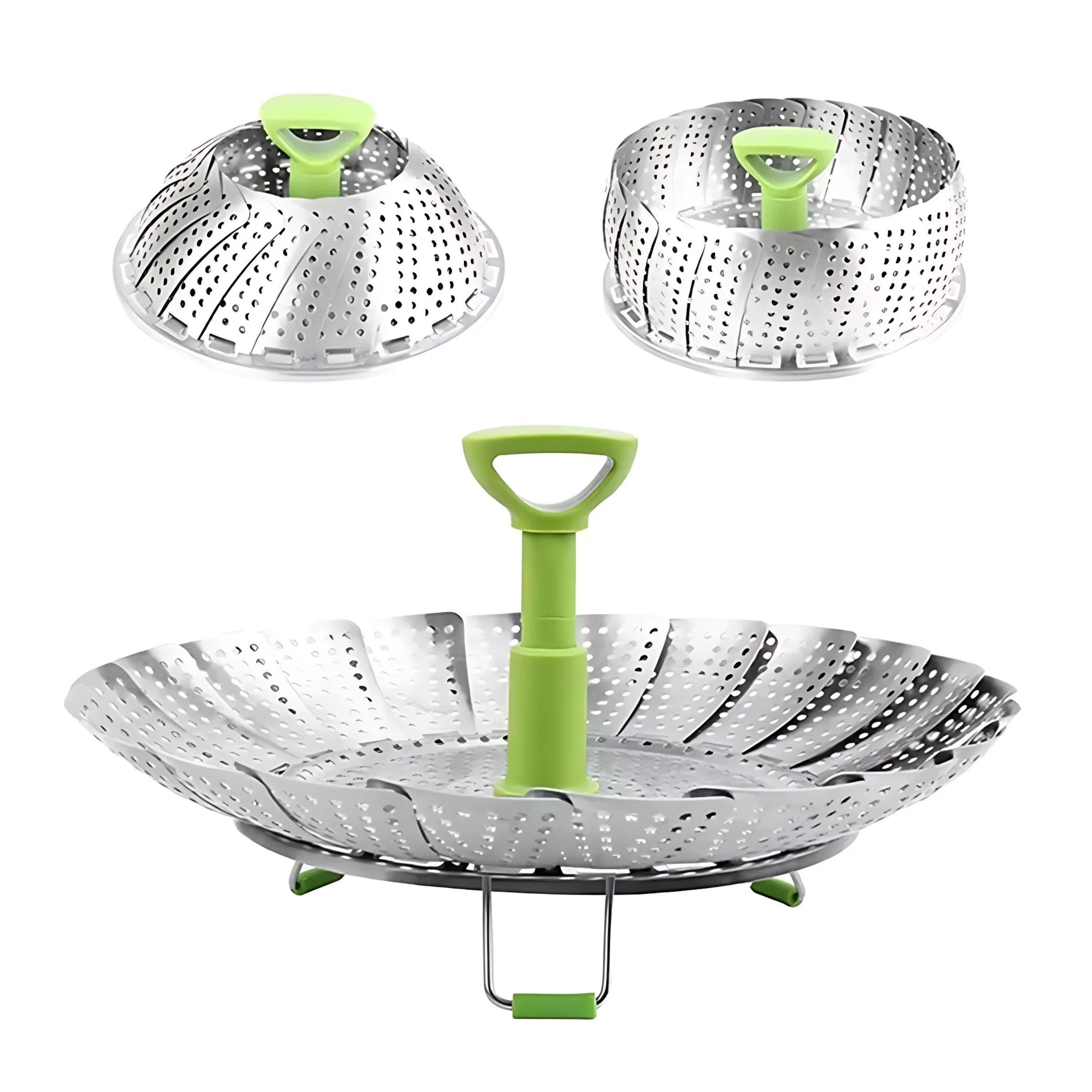 Angle. Kitcheniva - Stainless Steel Folding Steamer Basket - Multicolor.