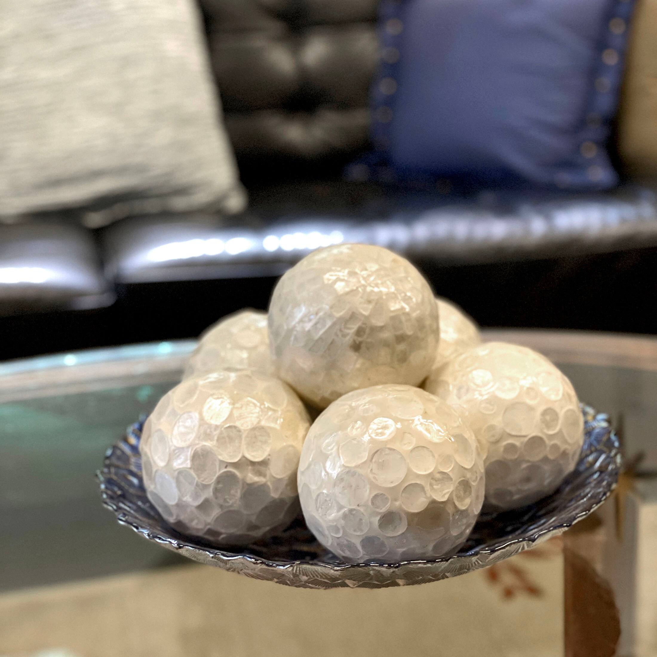Alt View 3. Things2Die4 - Set of 6 Capiz Shell Deco Spheres 4" White Iridescent Decorative Balls - White.