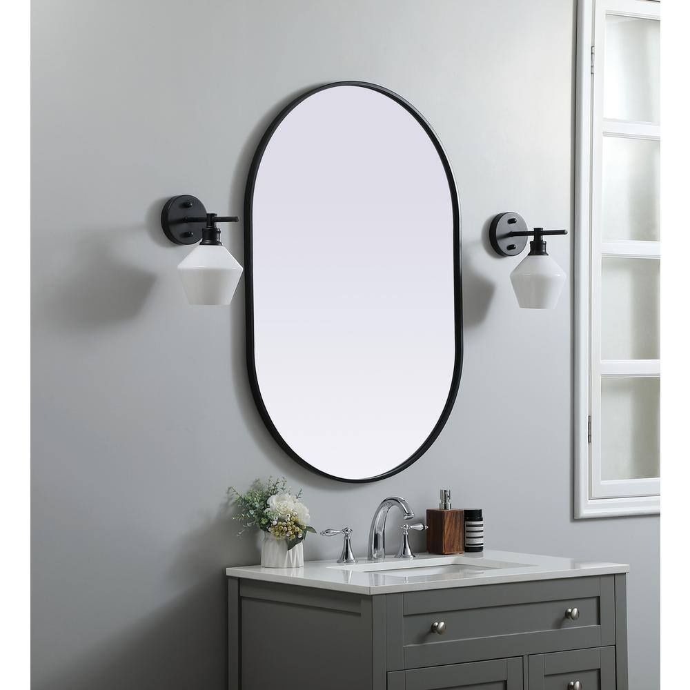 Alt View 6. Elegant Decor - Metal Frame Oval Mirror 27x40 Inch in Black - Black.