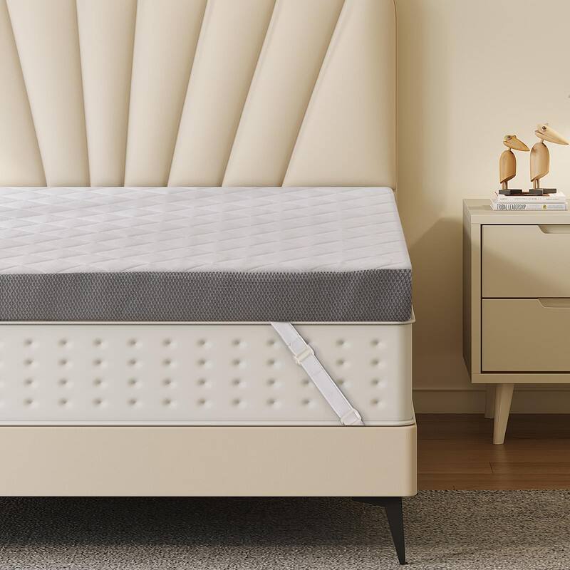 Alt View 4. Vipbear - Vipbear  3 Inch  Pain Relieving Foam Bed Topper for Extra Support, High-Density Foam Mattress Pad with Removable Cover - white.