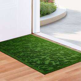 G128 - Home Entrance Leaves Door Mat 17x29.5 In | Thick Absorbent Natural Rubber Non Slip Indoor/Outdoor Welcome Mat - Green