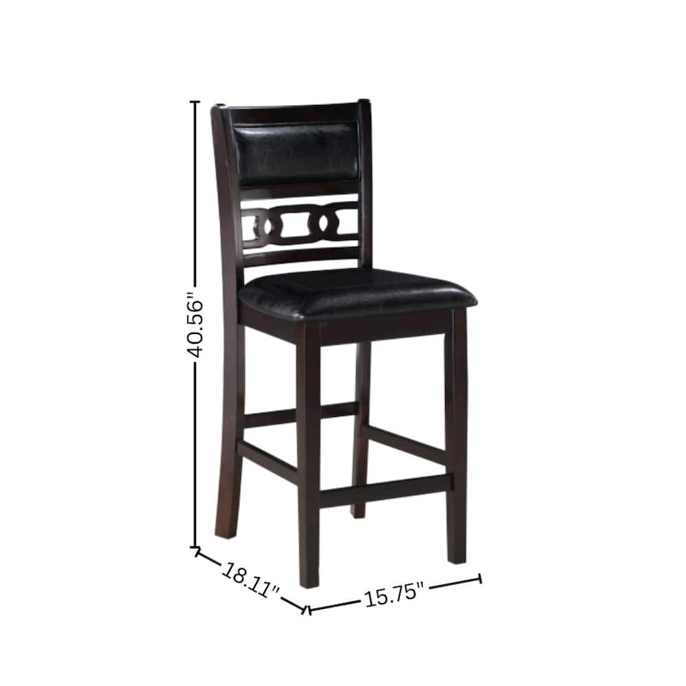 FurniFact - Solid Wood Counter Chairs Set of 2 Ebony - Black