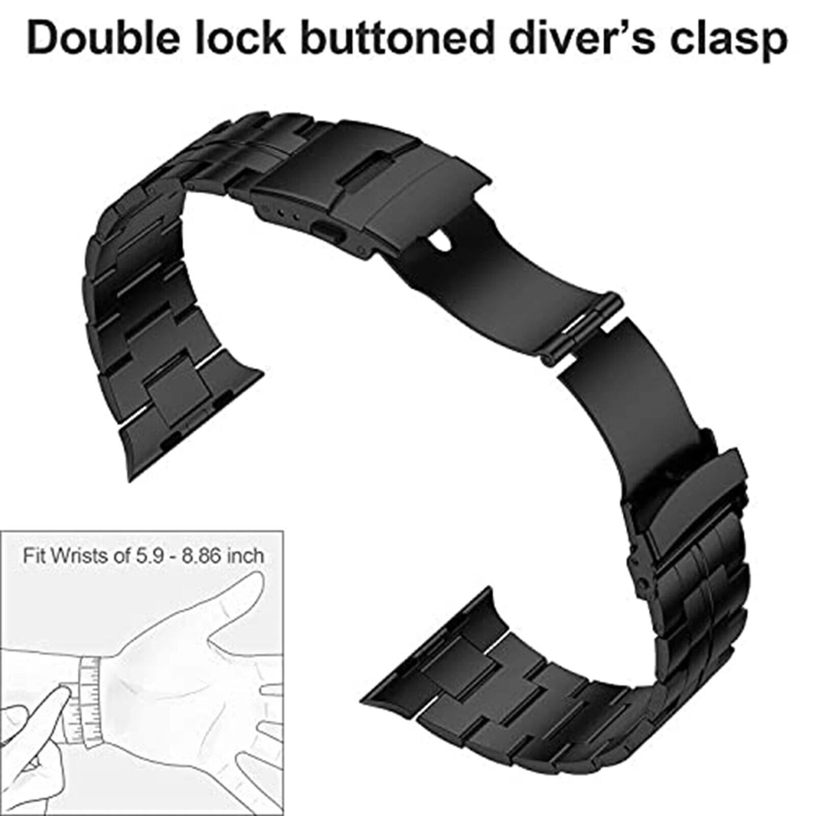 Double lock buttoned diver's clasp  
Fit Wrists of 5.9 - 8.86 inch