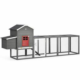 RYHNUYNE - 118 in Extra Large Wooden Chicken Coop, Fir Wood Hen House, Asphalt Roof, Nesting Box, Slide-Out Tray