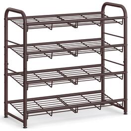 Songmics Home - Shoe Rack, 4 Tier Shoe Organizer for Closet, Holds up to 16 Pairs of Shoes, Shoe Rack for Front Door Entrance - Bronze