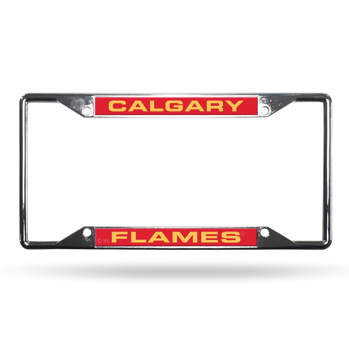 Calgary Flames NHL 4-Corner Chrome Metal Laser License Plate Frame