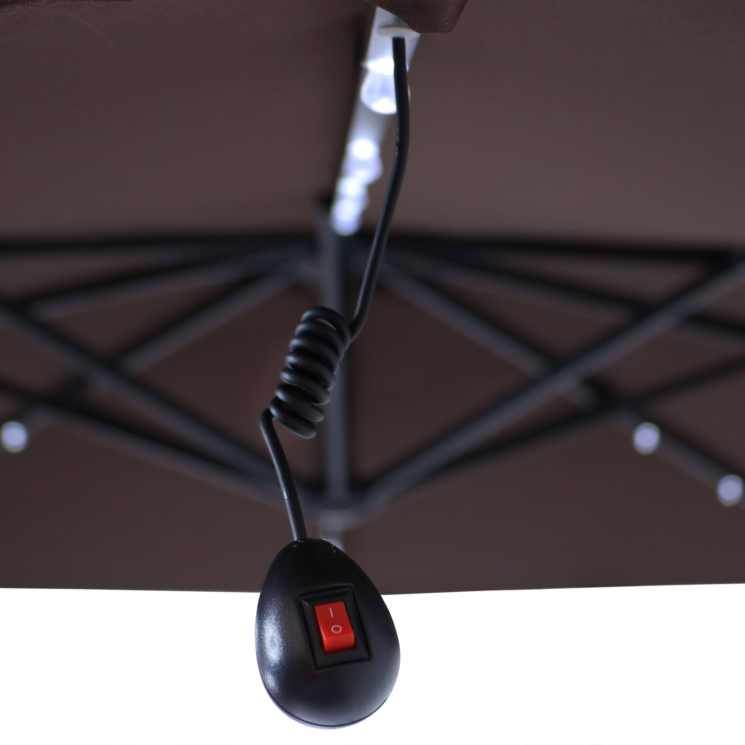 Alt View 9. Sunnydaze - 10 ft Solar Offset Steel Patio Umbrella with Crank - Brown.