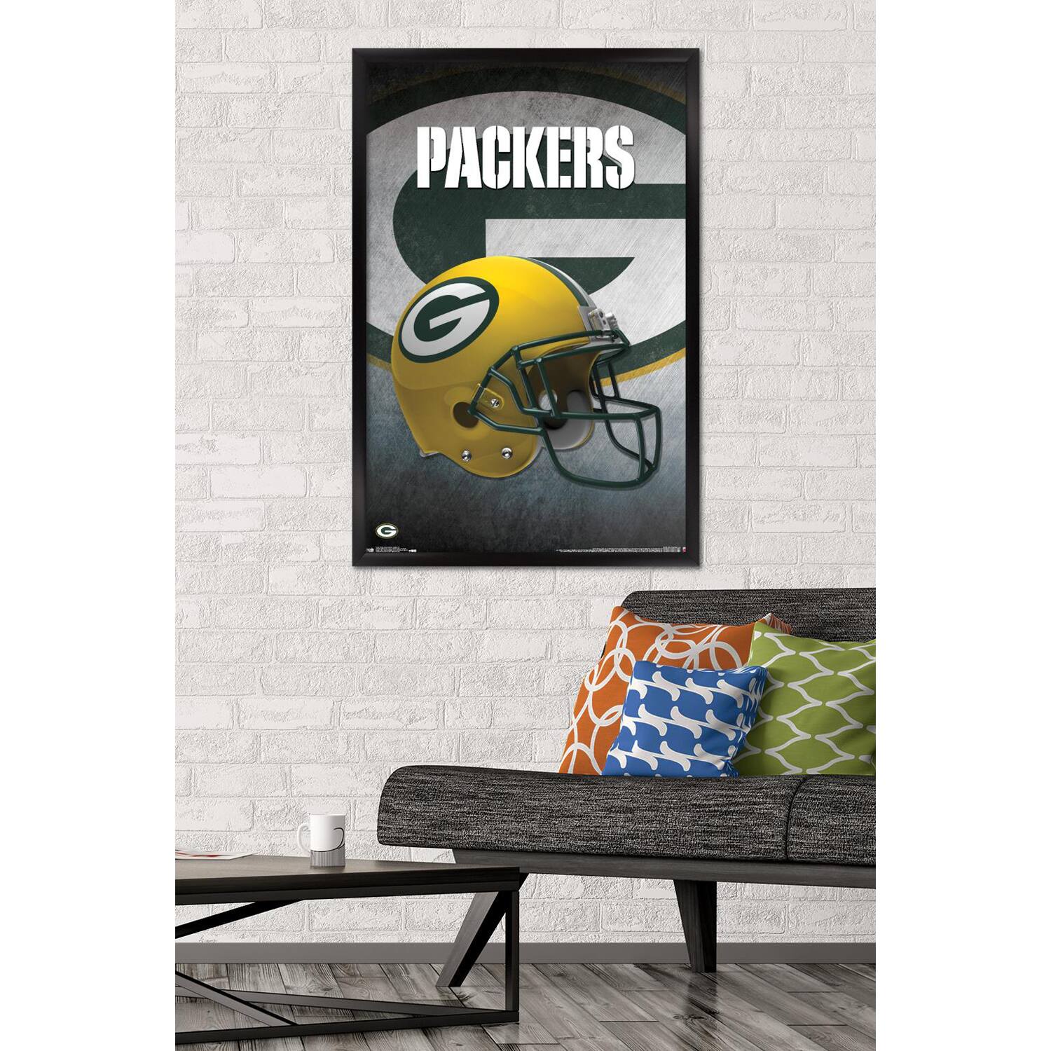Alt View 1. Trends International - Green Bay Packers 24.25'' x 35.75'' Framed Team Helmet Poster - Multicolor.