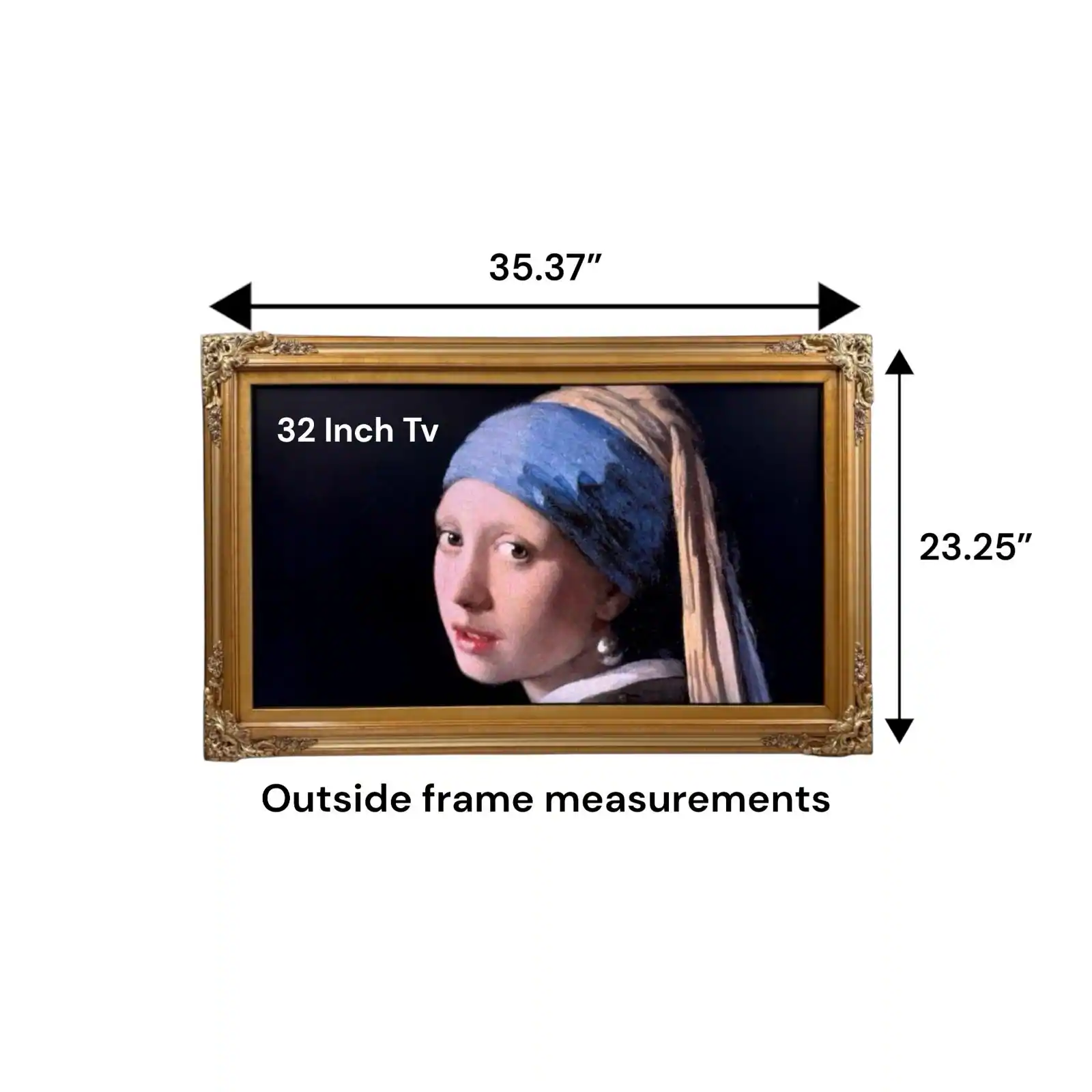 35.37" x 23.25" Outside frame measurements

32 Inch Tv