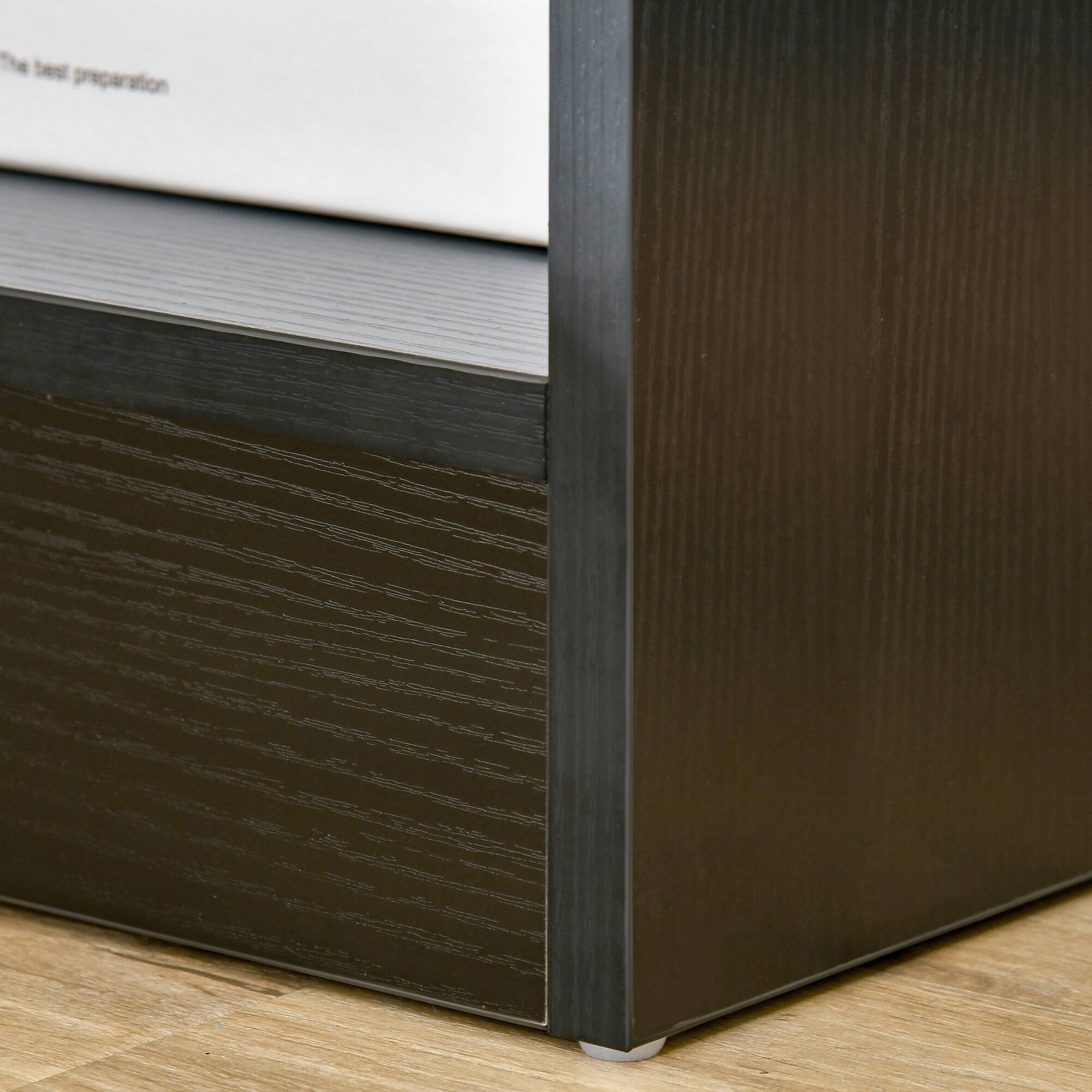 Alt View 8. Homcom - Modern Side Table, Accent Table with Drawer and Storage Shelf, End Table for Living Room, Black Wood Grain - Black.