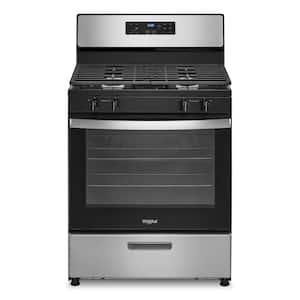 Whirlpool - 30 in. Wide 4 burners 5.1 cu. ft. Freestanding Gas Range with Broiler Drawer - Stainless Steel