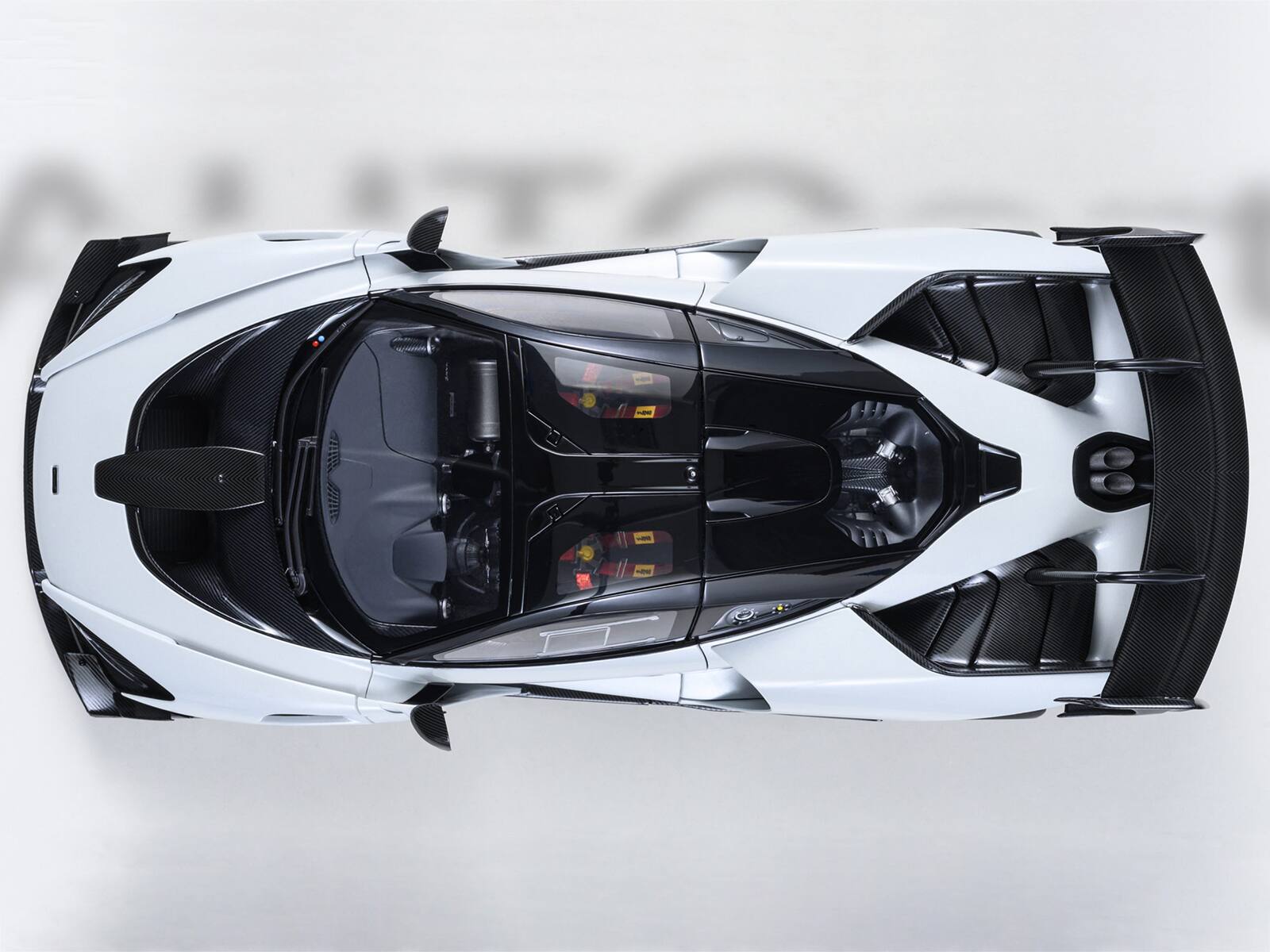 Alt View 7. Autoart - McLaren Senna GTR Silica White with Black Top 1/18 Model Car by Autoart.
