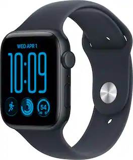 Apple Watch SE 3 (GPS + Cellular) 44mm Aluminum Case with Navy Blue Sport Band - S/M - Midnight - (2026)