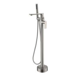 Boyel Living - Freestanding Bathtub Faucet Solid Brass Single Handle 360° Swivel 60-Inch Hose cUPC Certified - Brushed Nickel