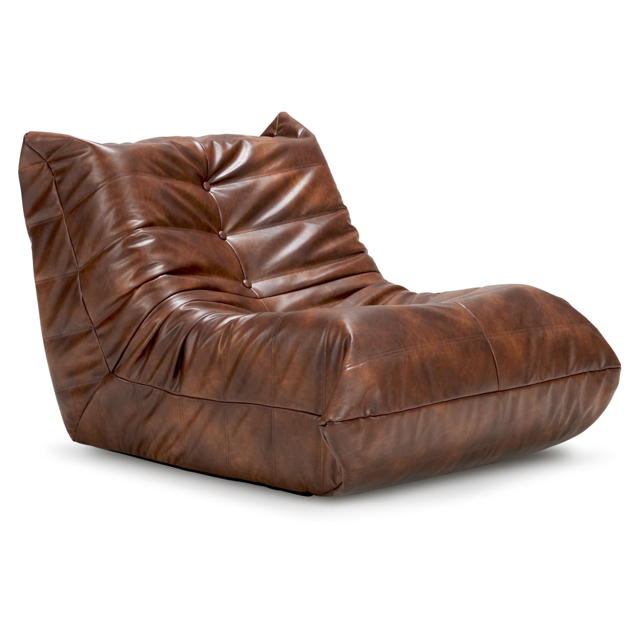 Alt View 6. PO3TICJUNKI3 - Giant Bean Bag Chair Lazy Floor Sofa Memory Foam Fireside For Adults Big Beanbag Faux Leather Armless Livin - Winered.