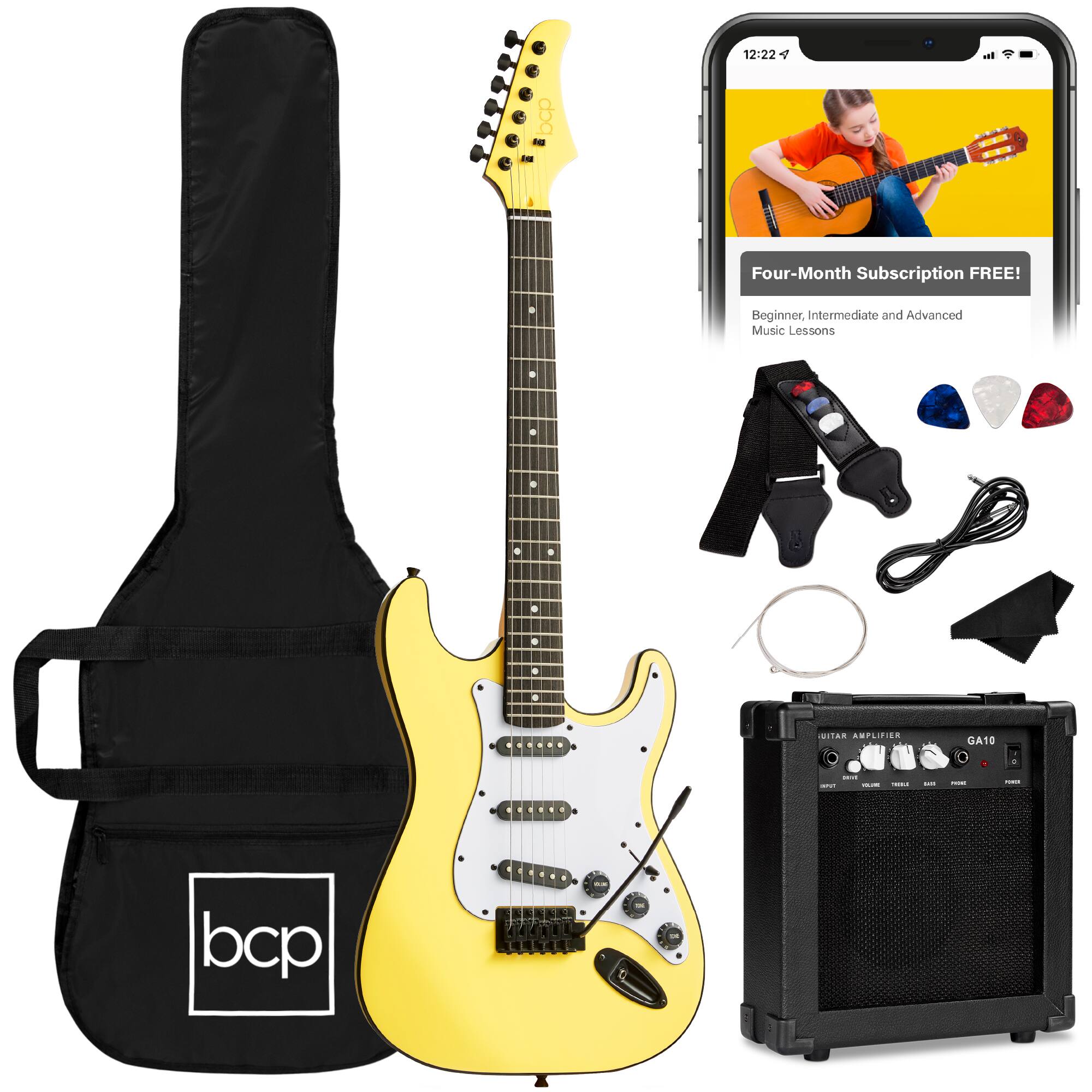 Best Choice Products - 39in Full Size Beginner Electric Guitar Kit with Case, Strap, Amp, Whammy Bar - Yellow