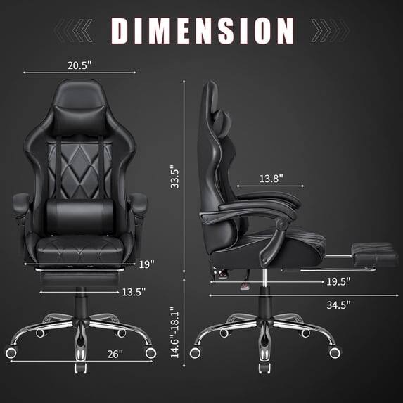 DIMENSION  
20.5"  
33.5"  
13.8"  
19"  
13.5"  
26"  
14.6"-18.1"  
19.5"  
34.5"