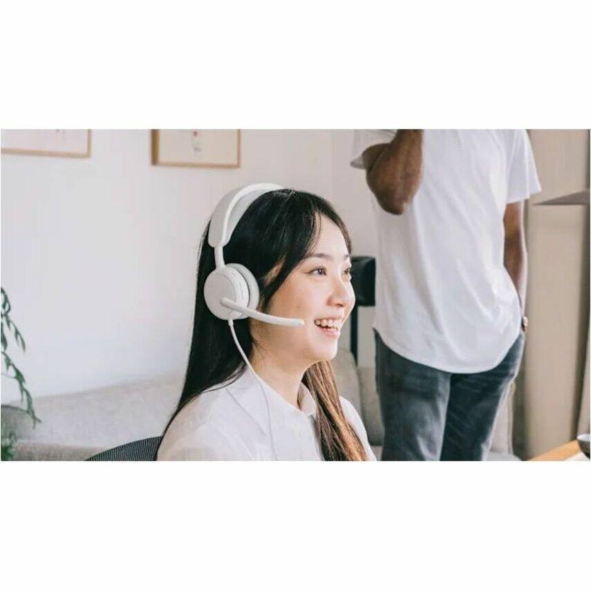 Alt View 3. Logitech - Logitech Zone Wired 2 - Noise-Canceling Headset with Adaptive Hybrid ANC, USB-C with USB-A adapter, Offwhite - USB Type - White.