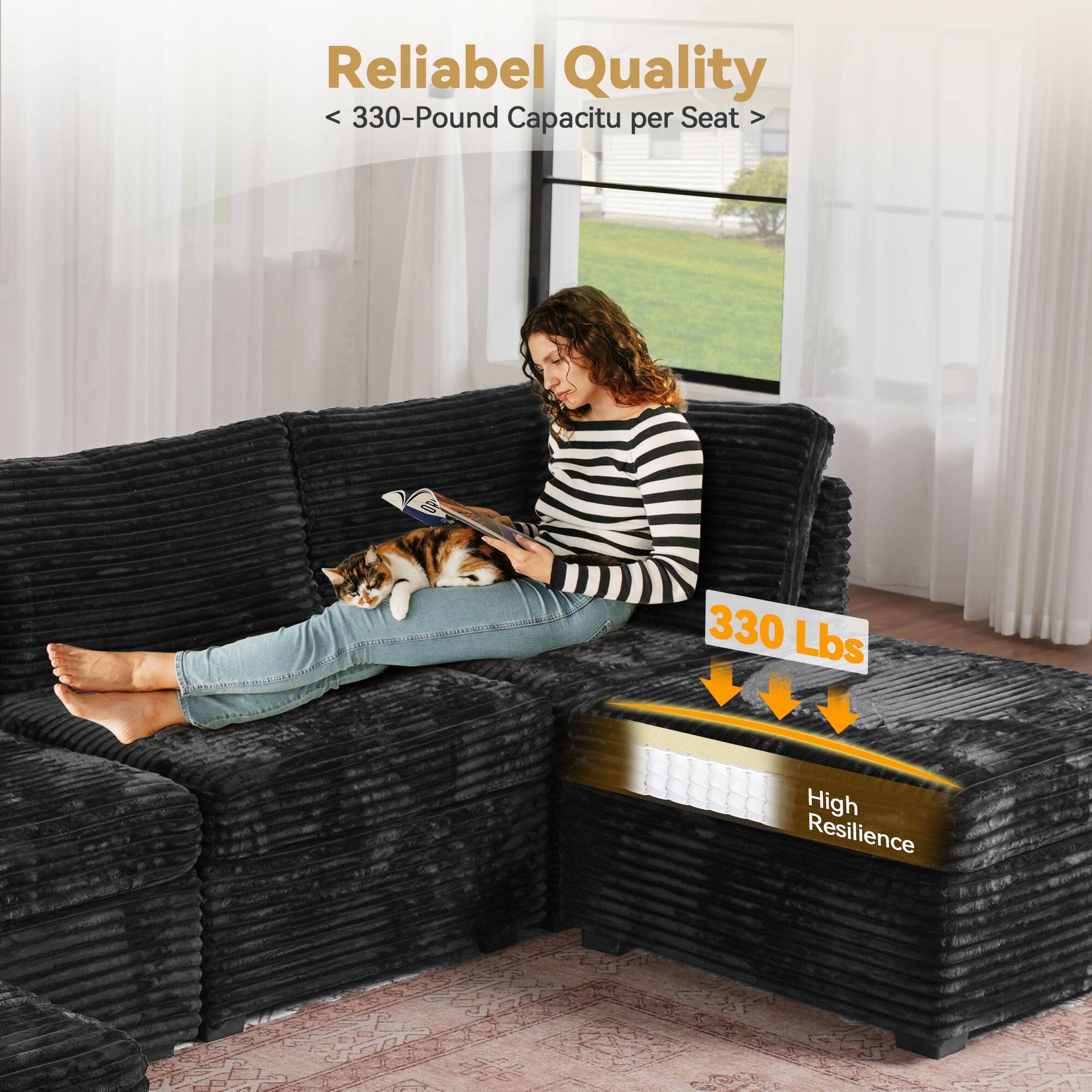 Reliable Quality  
< 330-Pound Capacity per Seat >  
330 Lbs  
High Resilience