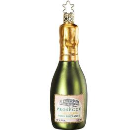 Inge Glas - In Vogue Prosecco Wine Bottle German Glass German Christmas Ornament FREE BOX - Green