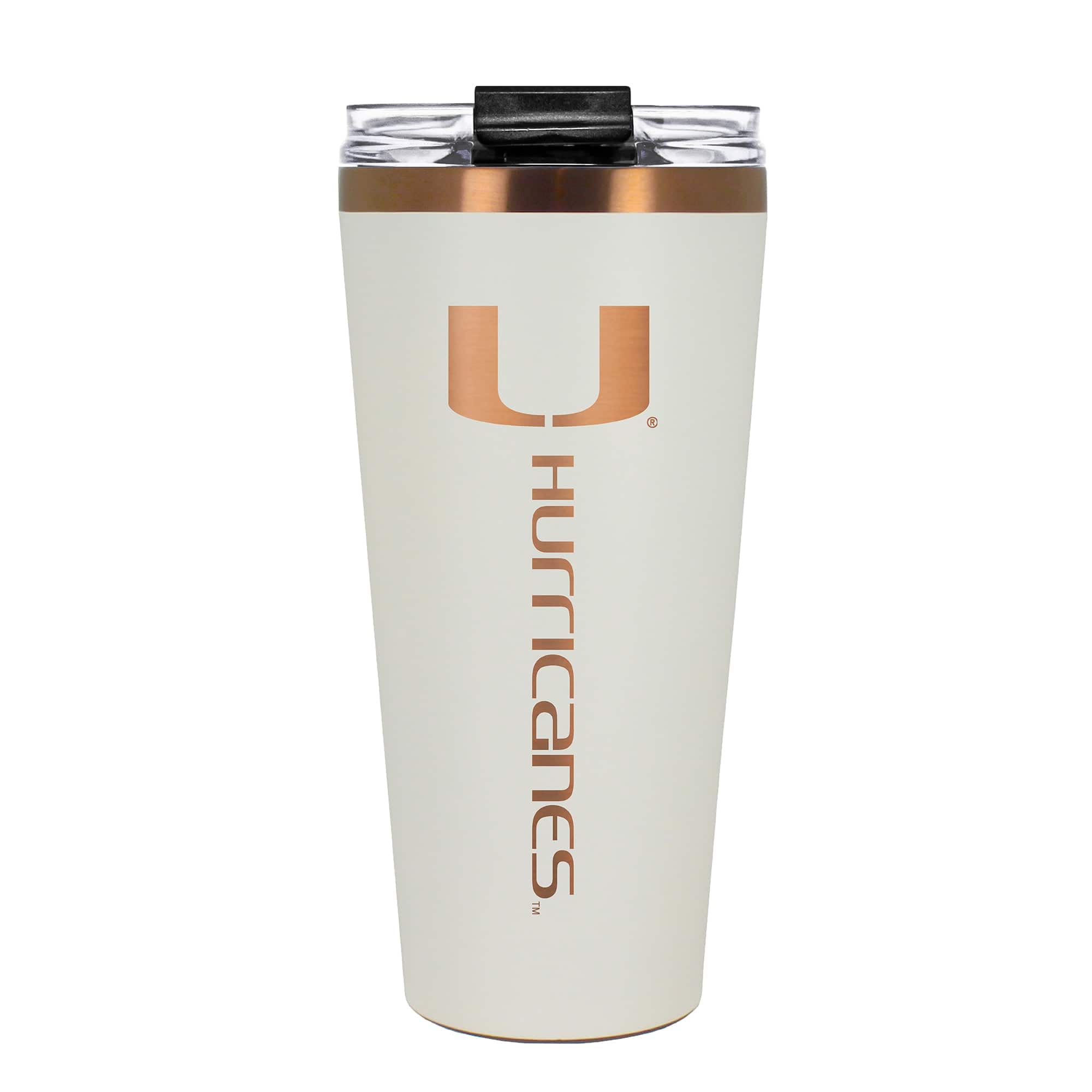 Front. Great American Products - Miami Hurricanes 30oz. Big Slim Tumbler - Cream.