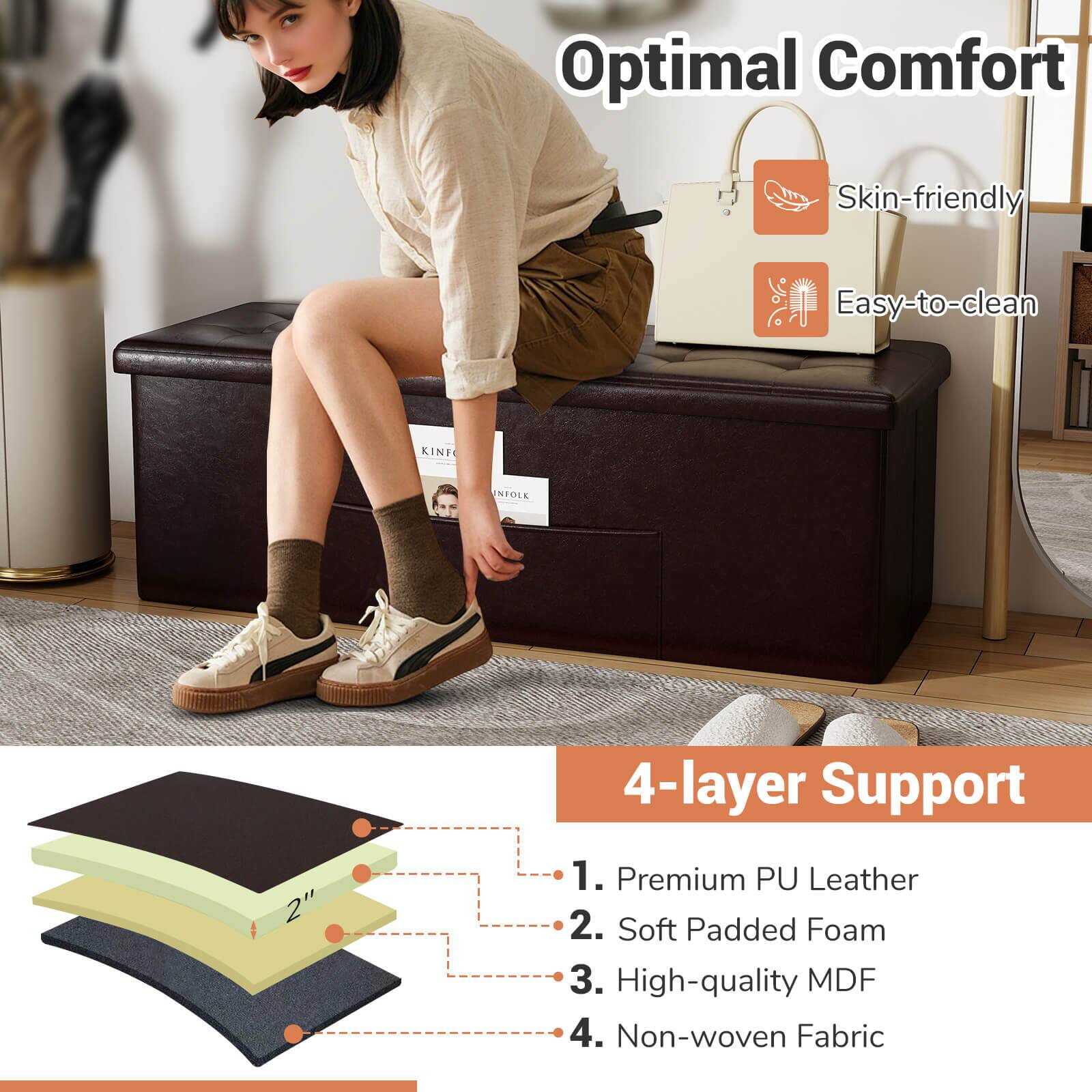 Optimal Comfort  
Skin-friendly  
Easy-to-clean  

4-layer Support  
1. Premium PU Leather  
2. Soft Padded Foam  
3. High-quality MDF  
4. Non-woven Fabric
