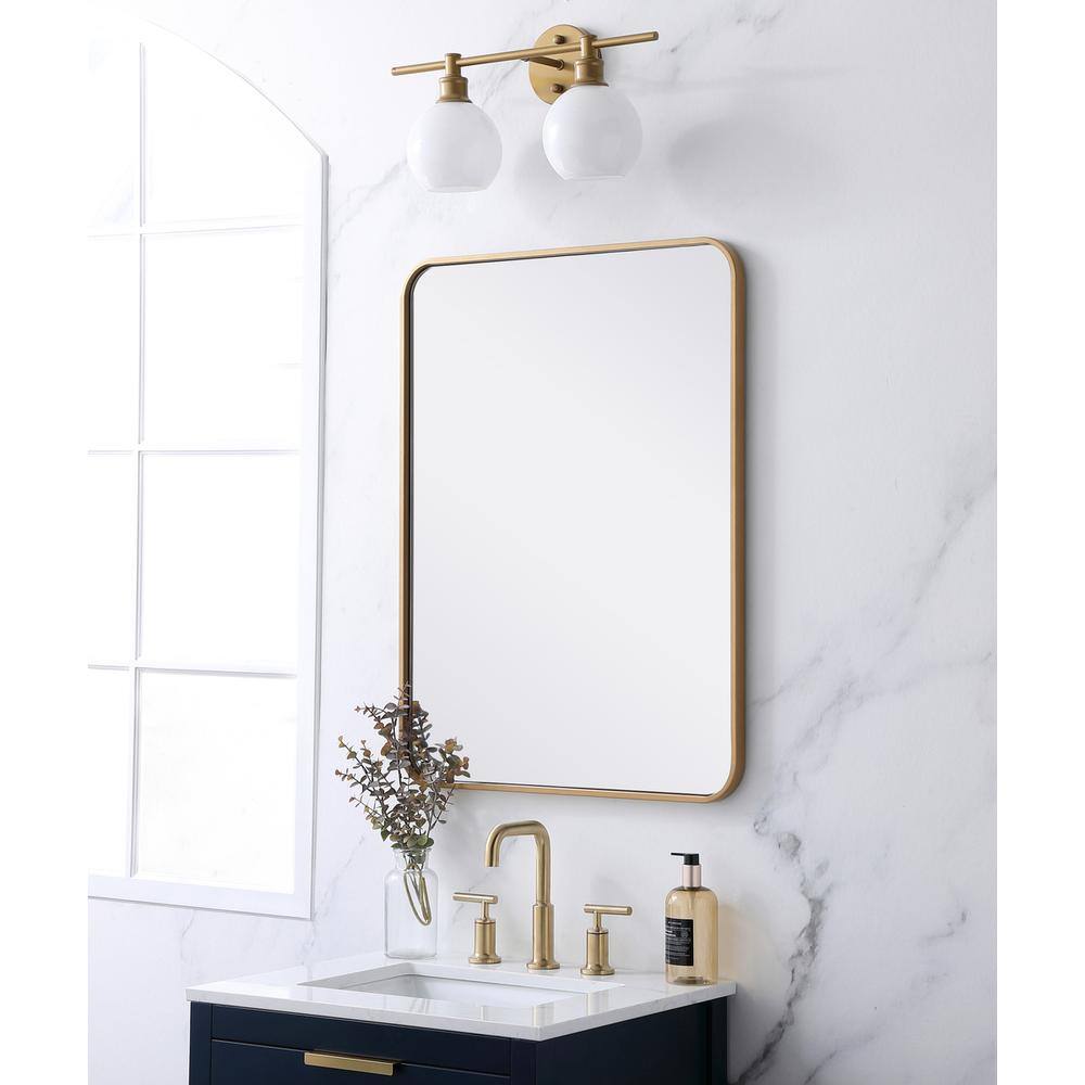 Alt View 4. Elegant Decor - Soft corner metal rectangular mirror 24x32 inch in Brass - Brass.