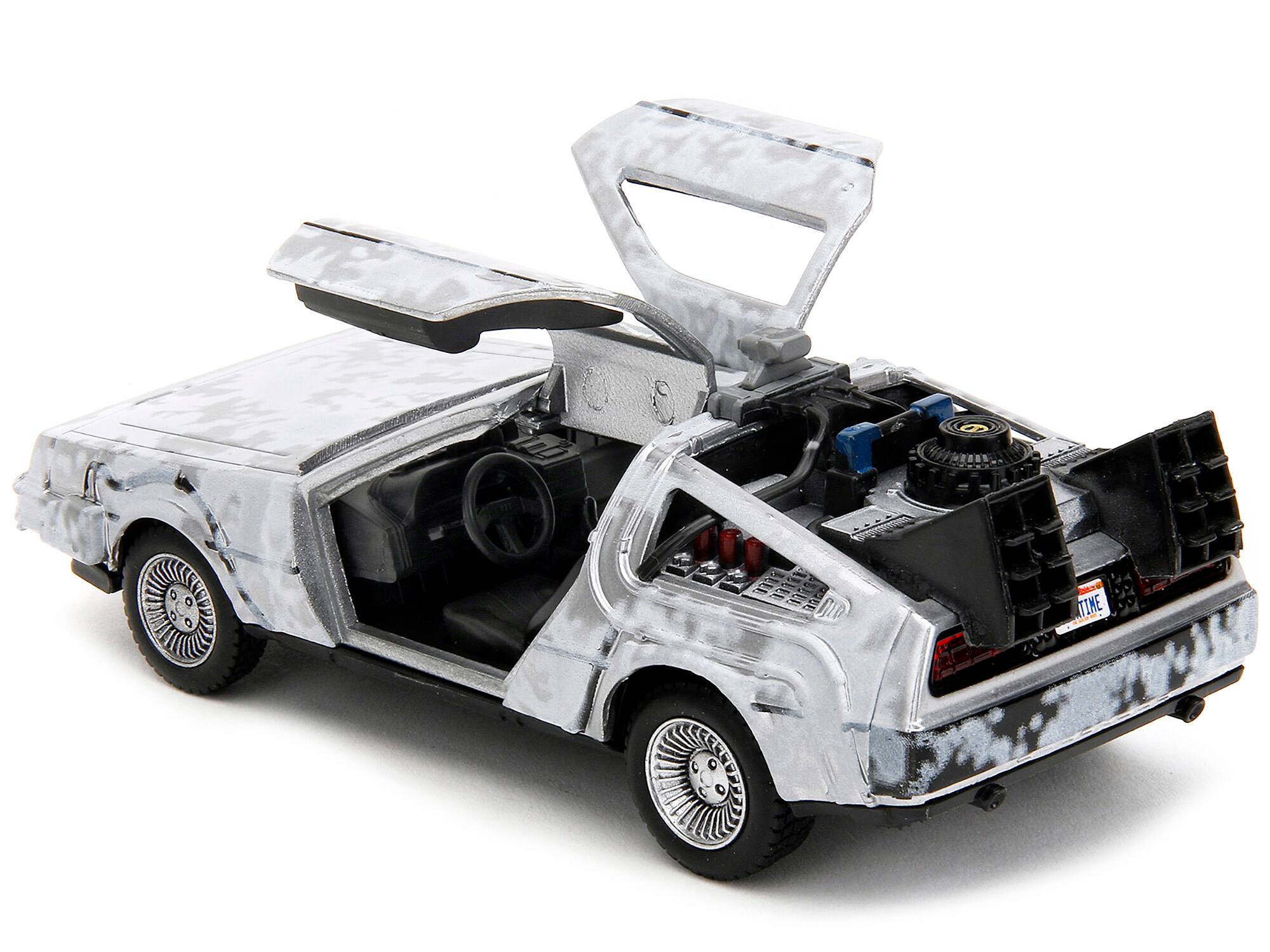 Back. Jada - DMC DeLorean Time Machine Brushed Metal (Frost Version) "Back to the Future" (1985) Movie "Hollywood Rides" Series 1/32 - Grey.