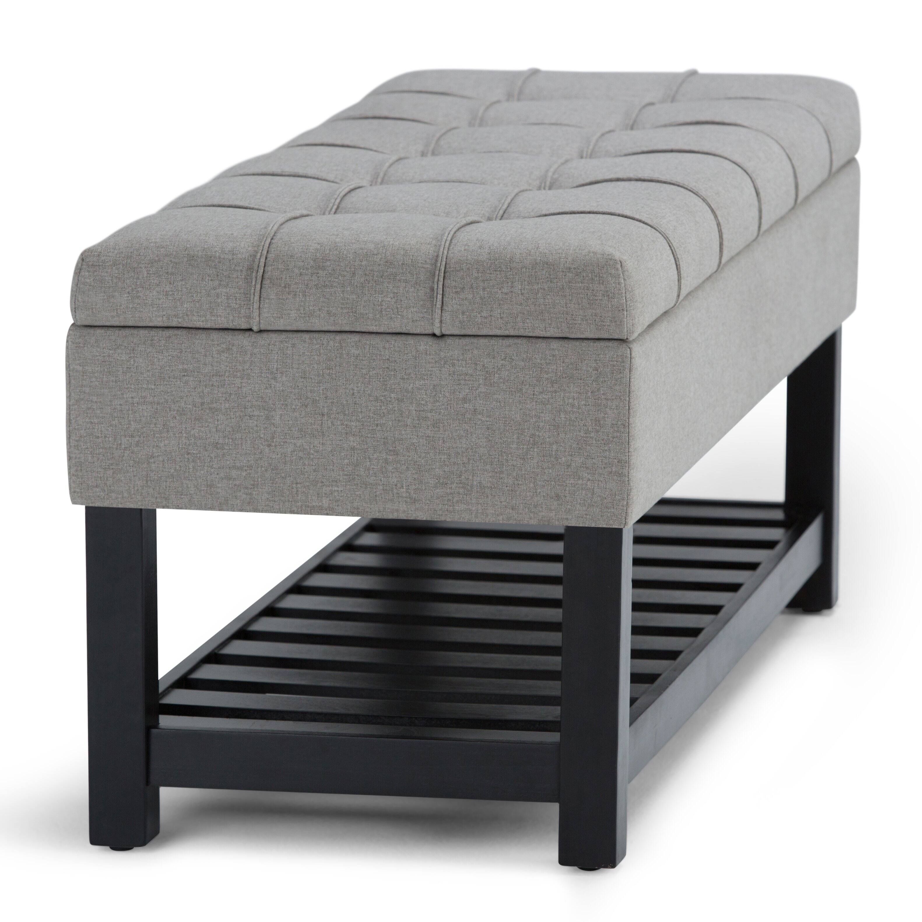 Alt View 17. Simpli Home - Saxon 44 inch Wide Traditional Rectangle Storage Ottoman Bench - Dove Gray.