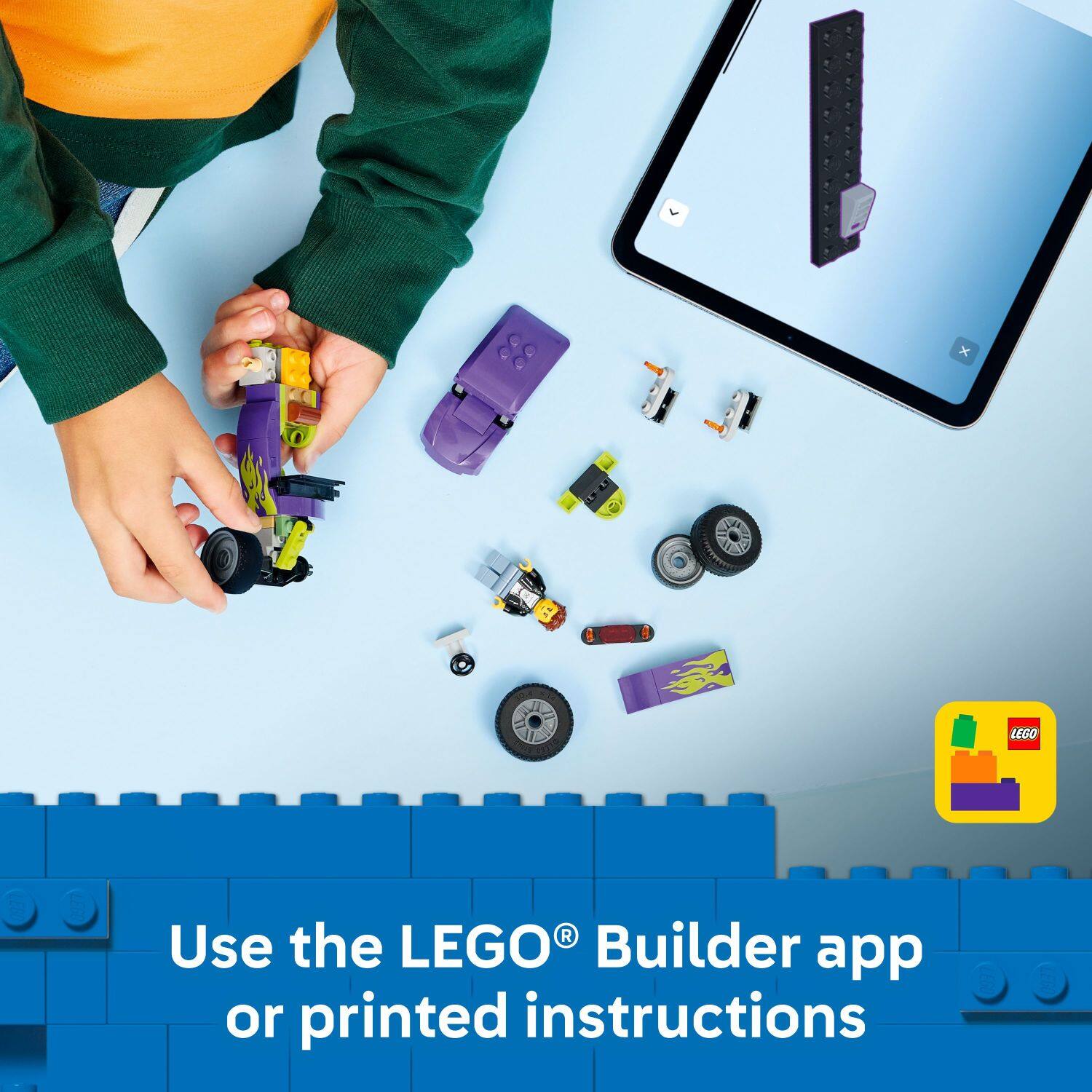 Use the LEGO® Builder app or printed instructions