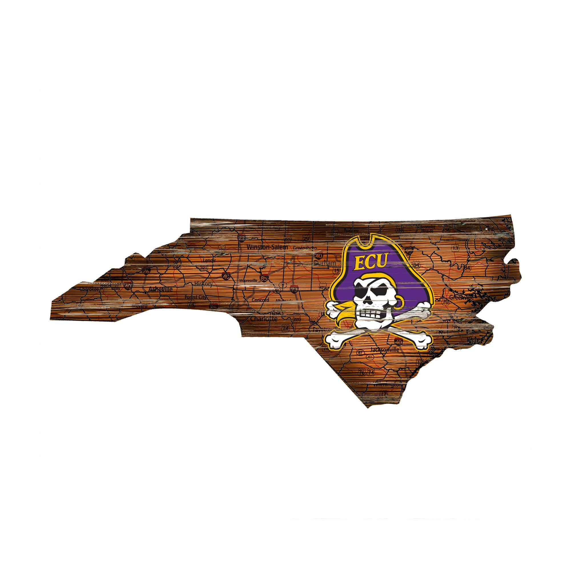 ECU Pirates 23.5" x 23.5" Distressed State with Logo Sign