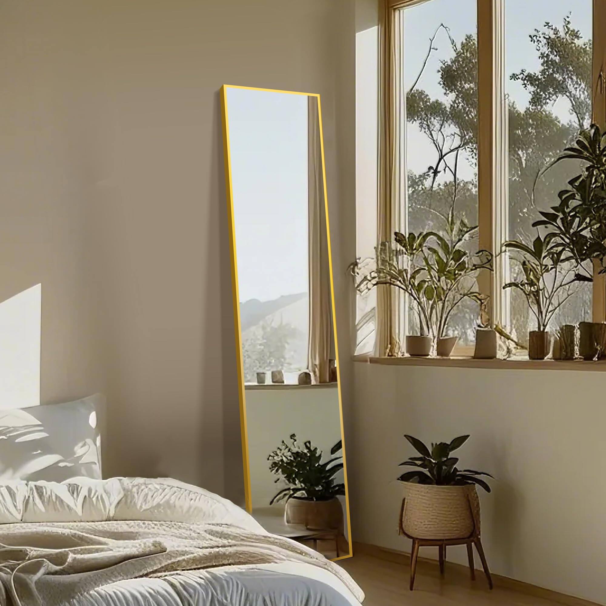 Alt View 2. Hirose Alice - Delma Full Length Mirror Large Floor Mirror for Wall Bedroom Bathroom Living Room with Aluminium Frame Stand.