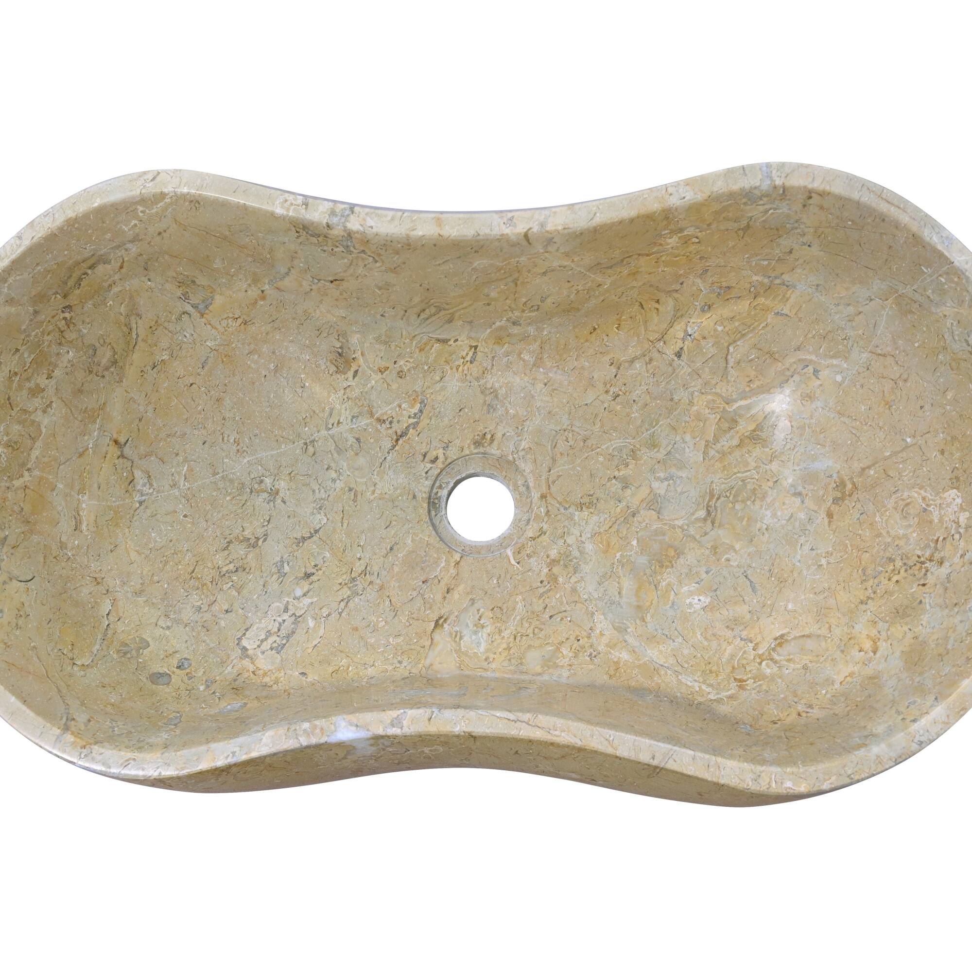Alt View 1. ELEMENT ACE - Elegant Natural Marble Bathroom Vessel Sink with Polished Surface and Unique Veining Patterns - Beige+Gold,Beige+yellow,Gold.