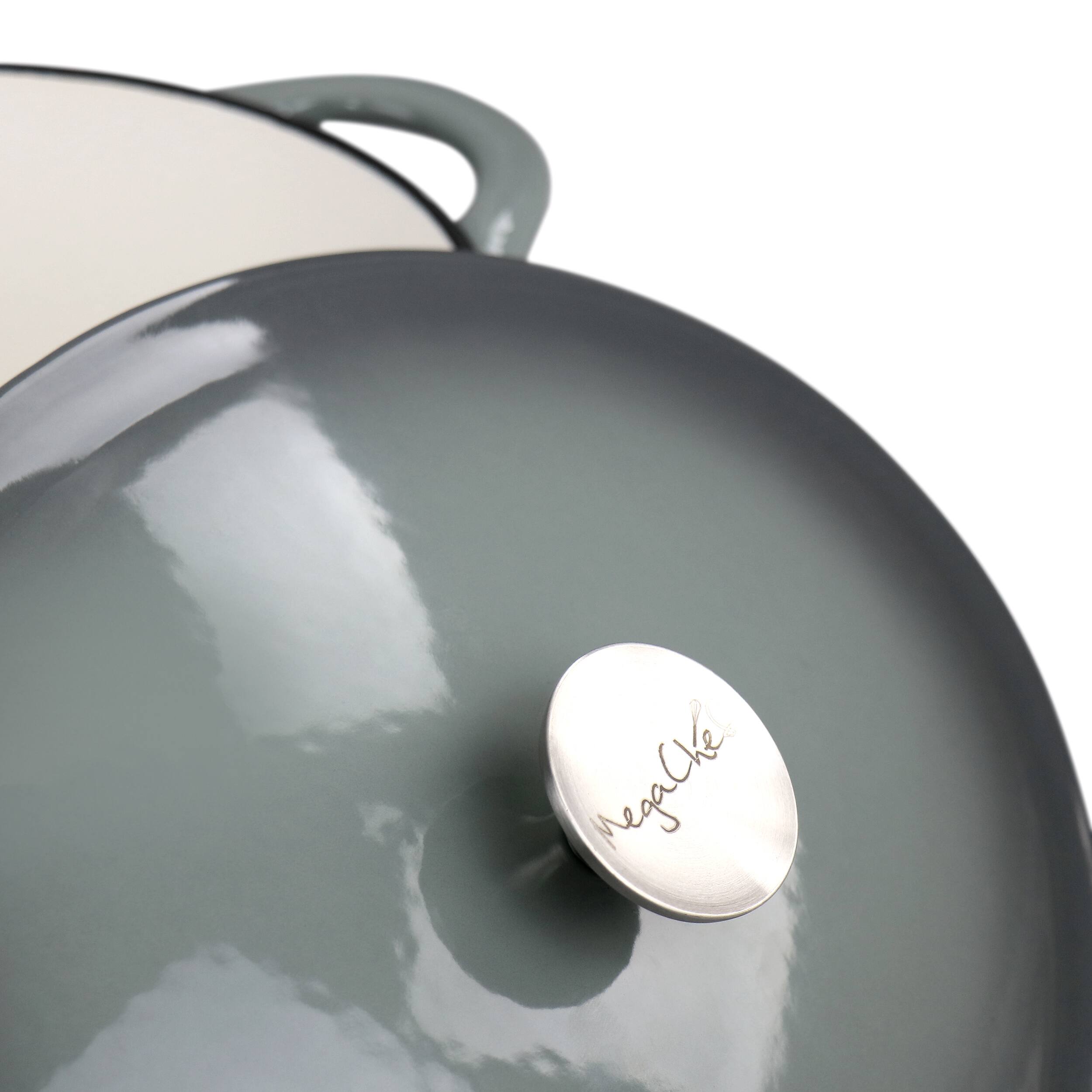 Alt View 2. MegaChef - MegaChef 7 Quarts Oval Enameled Cast Iron Casserole in Gray - Gray.