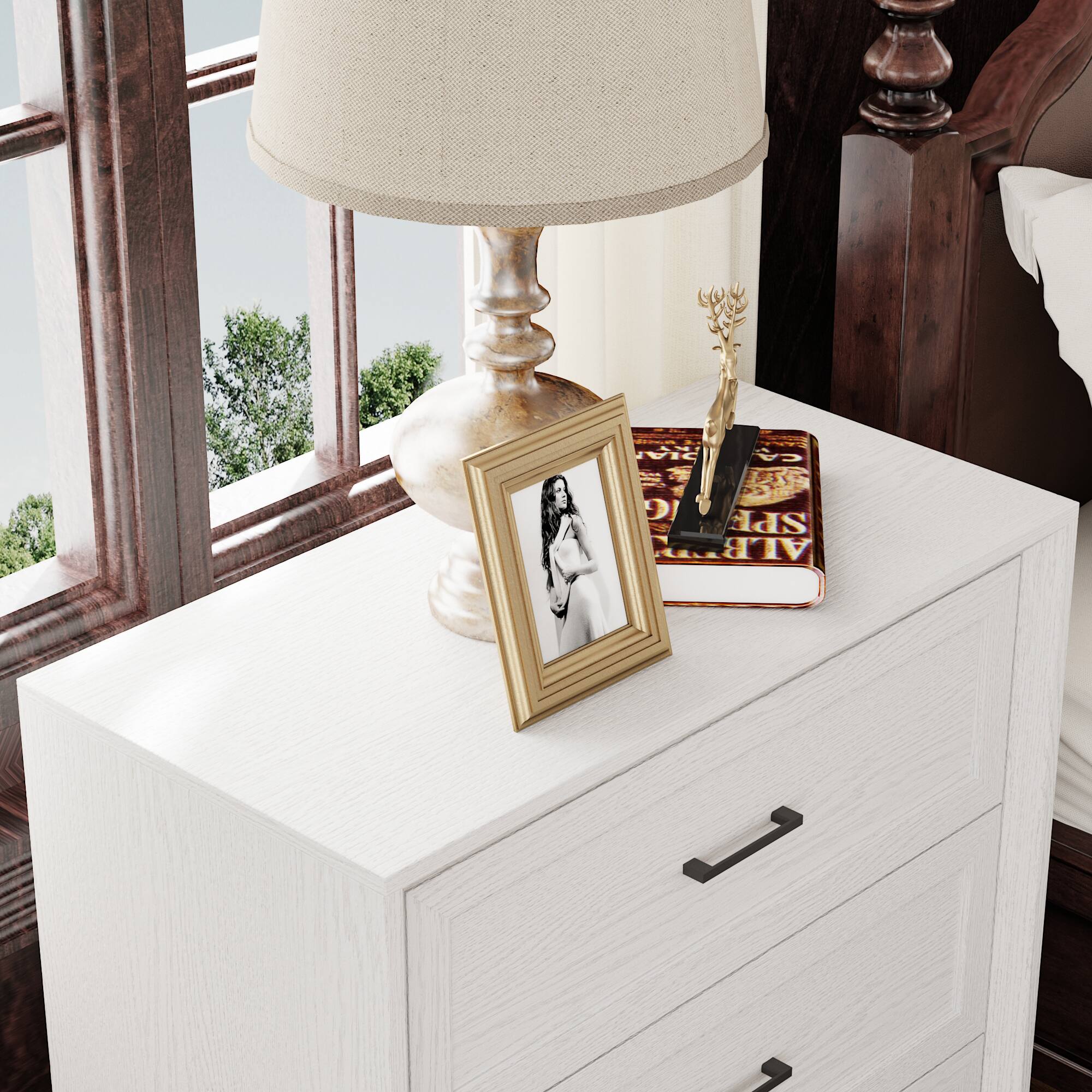 Alt View 7. Famapy - Famapy 3 - Drawer Nightstand: Sleek Storage for Tidy Spaces - White.