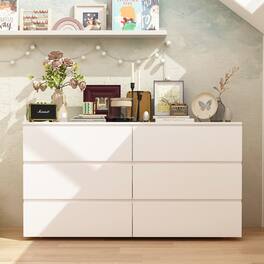 FUFU & GAGA - FUFU&GAGA 6 - Drawer Horizontal Dresser – for Bedroom & Living Room - White