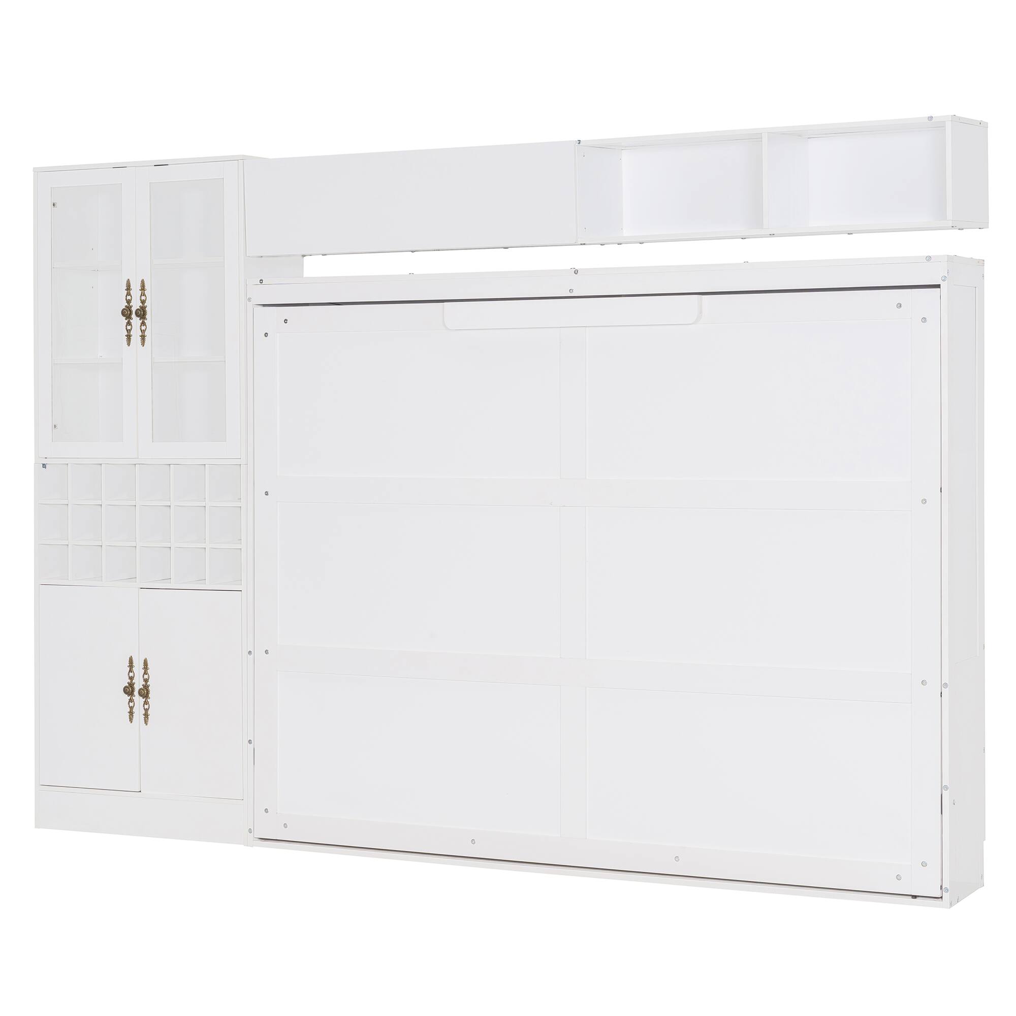 Alt View 10. Tiramisubest - Queen Size Murphy Bed with Sofa, Shelves, USB & Light, White, 114x41x84 inches, 485 pounds - White.