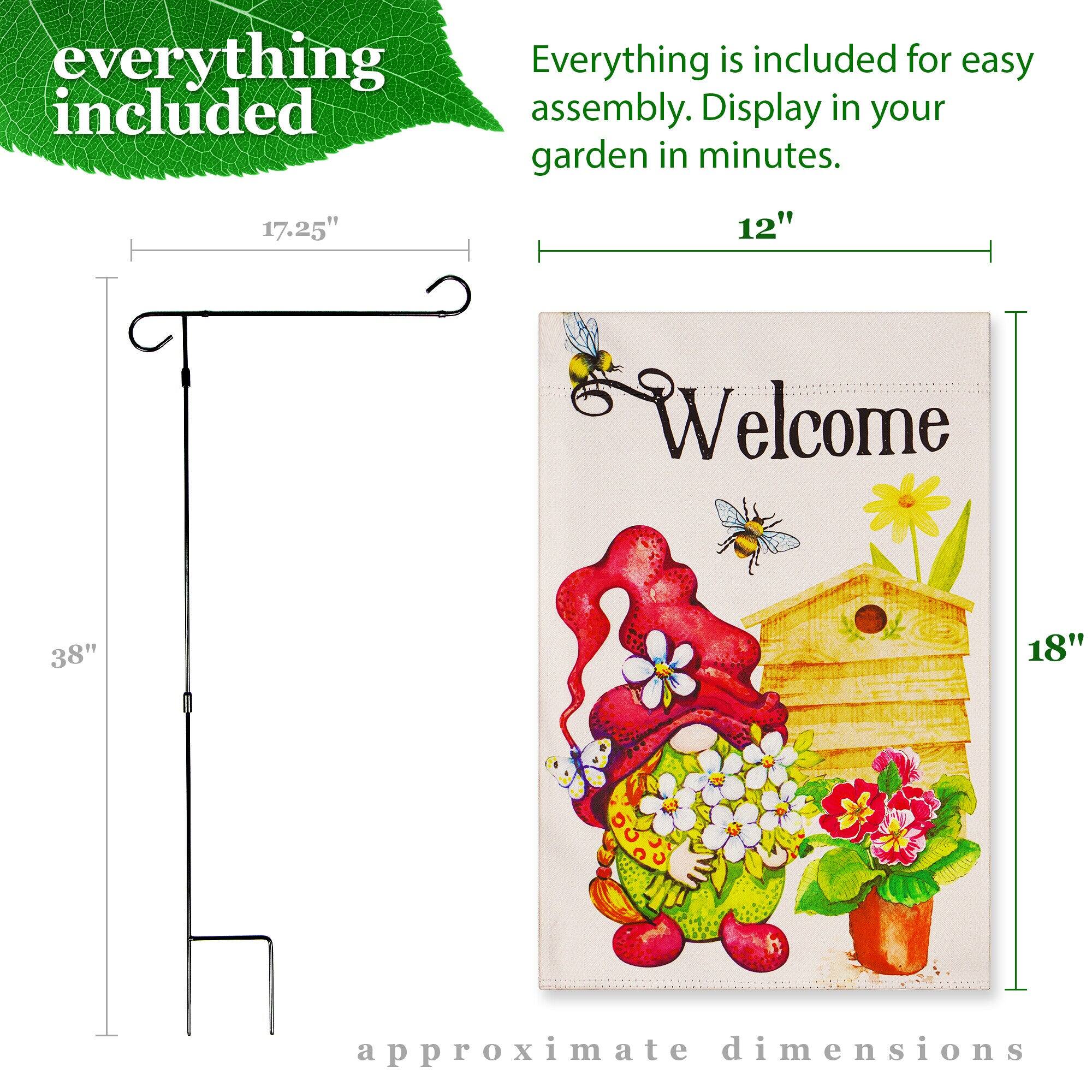 Everything is included for easy assembly. Display in your garden in minutes.

17.25"  
12"  
38"  
18"  

approximate dimensions