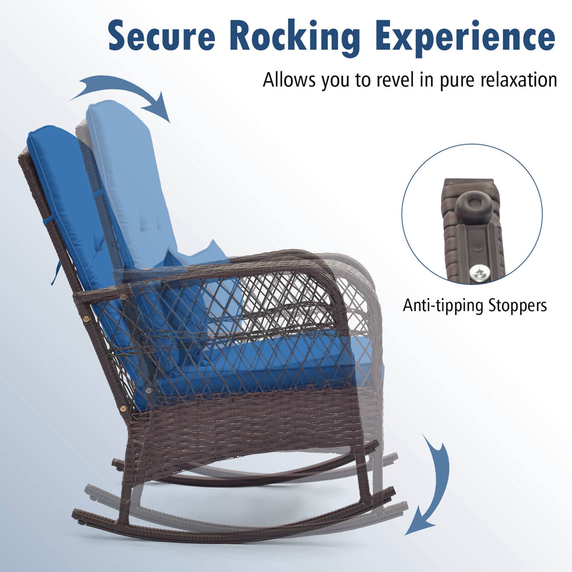 Secure Rocking Experience: Allows you to revel in pure relaxation. Anti-tipping Stoppers.