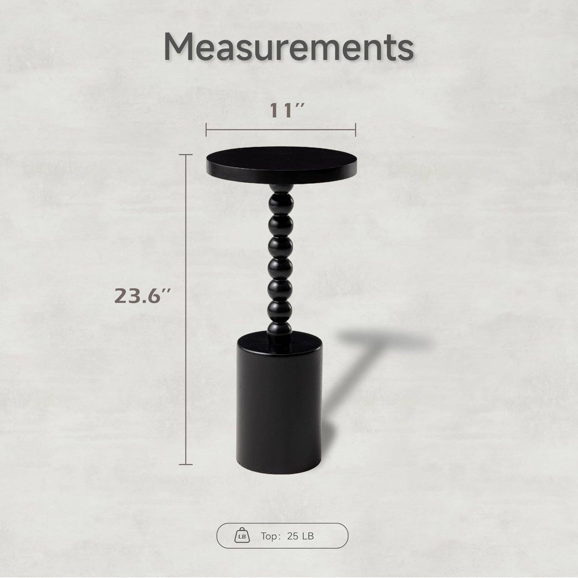 Measurements

- Top: 11"
- Height: 23.6"
- Top Weight Capacity: 25 LB